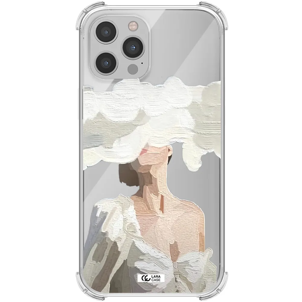 a woman with a cloud covering her face Apple iPhone 12 pro Clear PC Case