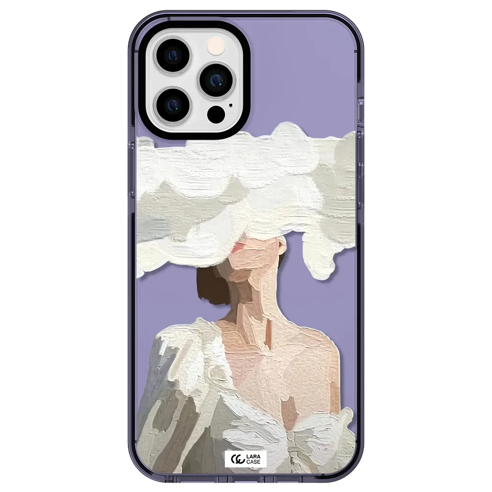 a woman with a cloud covering her face Apple iPhone 12 pro max impact Lilac Case