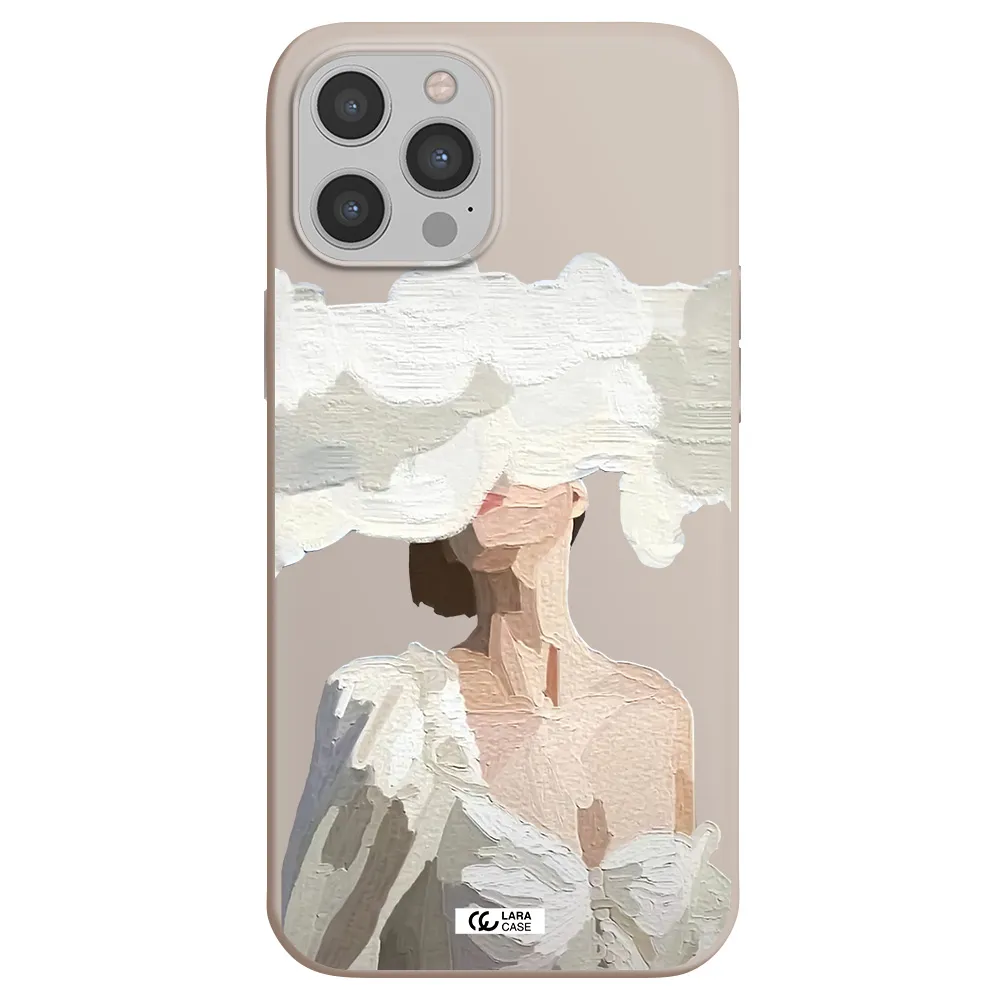 a woman with a cloud covering her face Apple iPhone 12 pro max Silicone Stone Case