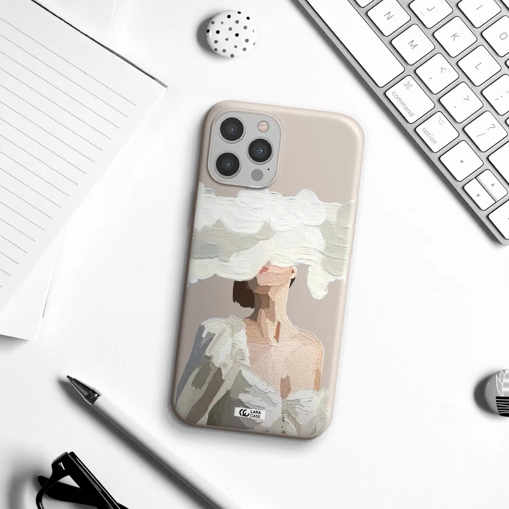 a woman with a cloud covering her face Apple iPhone 12 pro max Silicone Stone Case