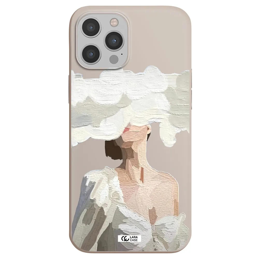 a woman with a cloud covering her face Apple iPhone 12 pro Silicone Stone Case