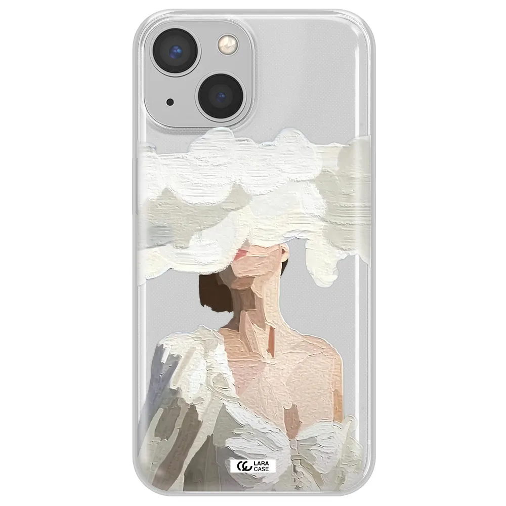 a woman with a cloud covering her face Apple iPhone 13 mini Clear TPU Case