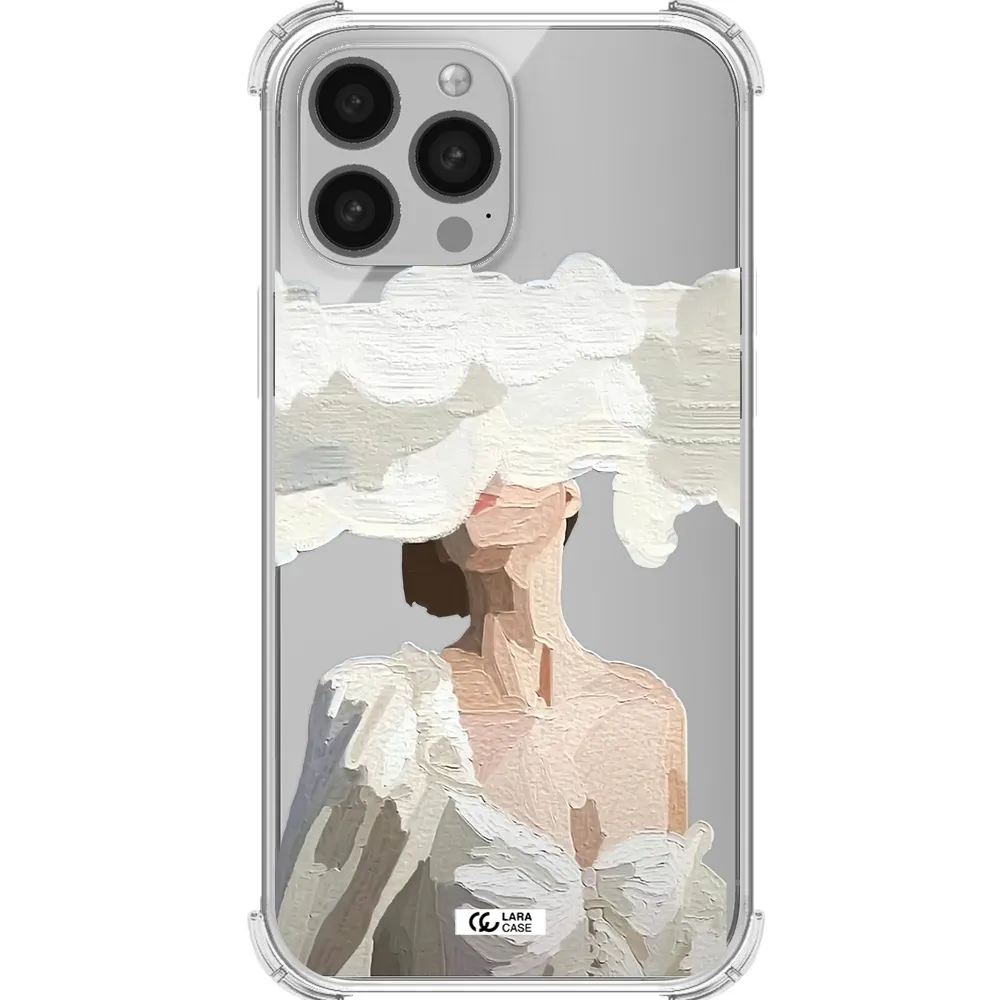 a woman with a cloud covering her face Apple iPhone 13 Pro Clear PC Case