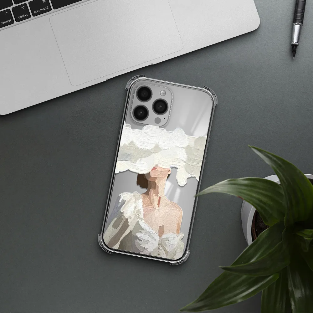 a woman with a cloud covering her face Apple iPhone 13 Pro Clear PC Case