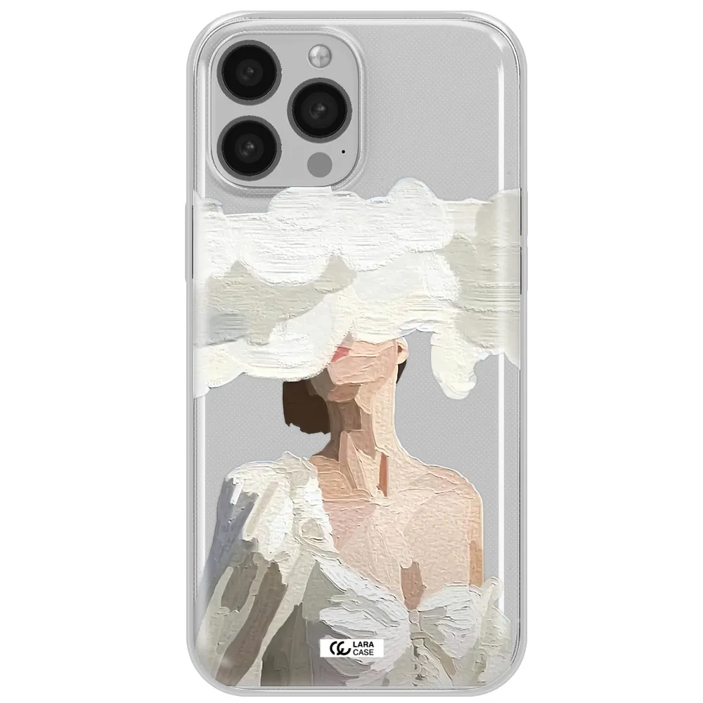 a woman with a cloud covering her face Apple iPhone 13 Pro Clear TPU Case