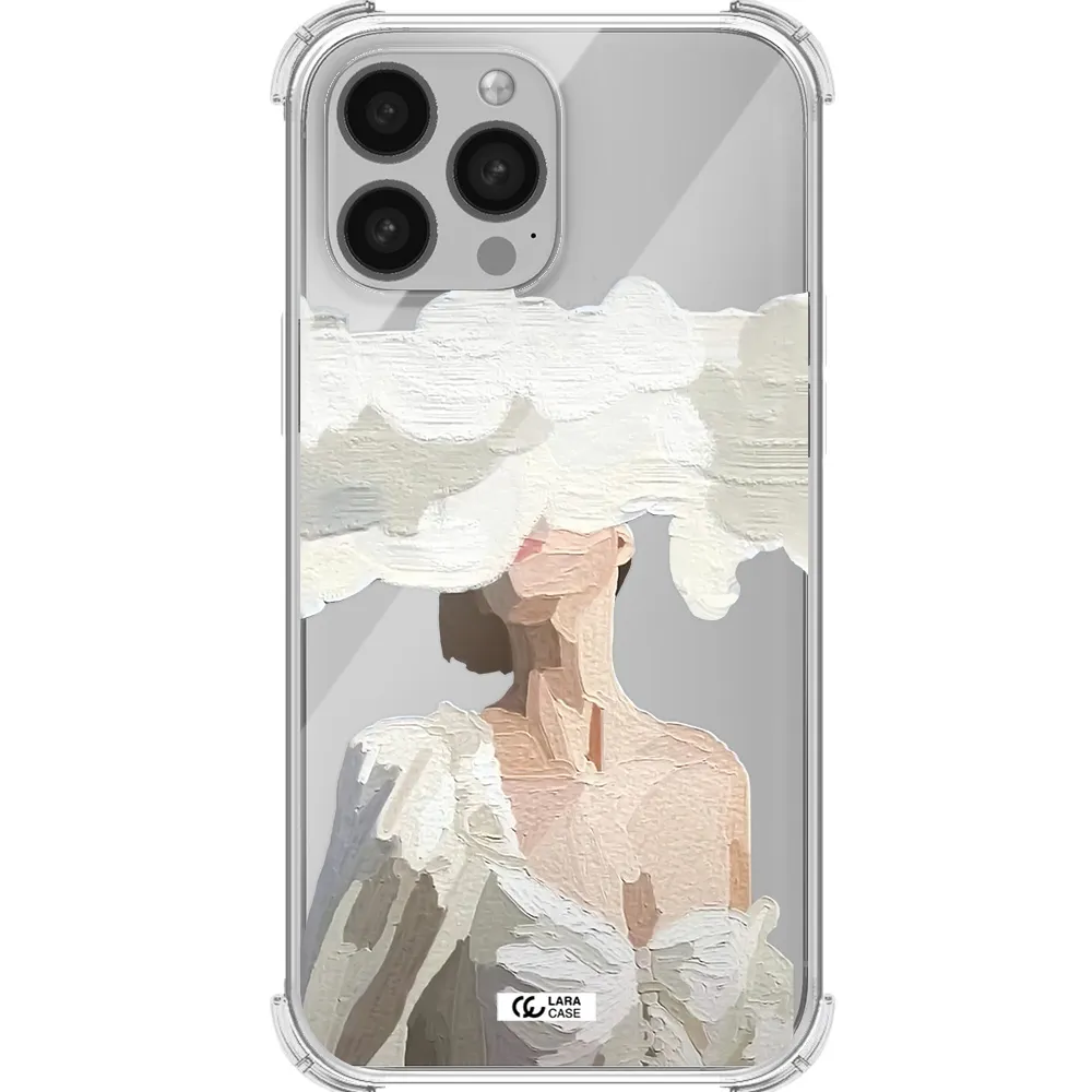 a woman with a cloud covering her face Apple iPhone 13 Pro Max Clear PC Case
