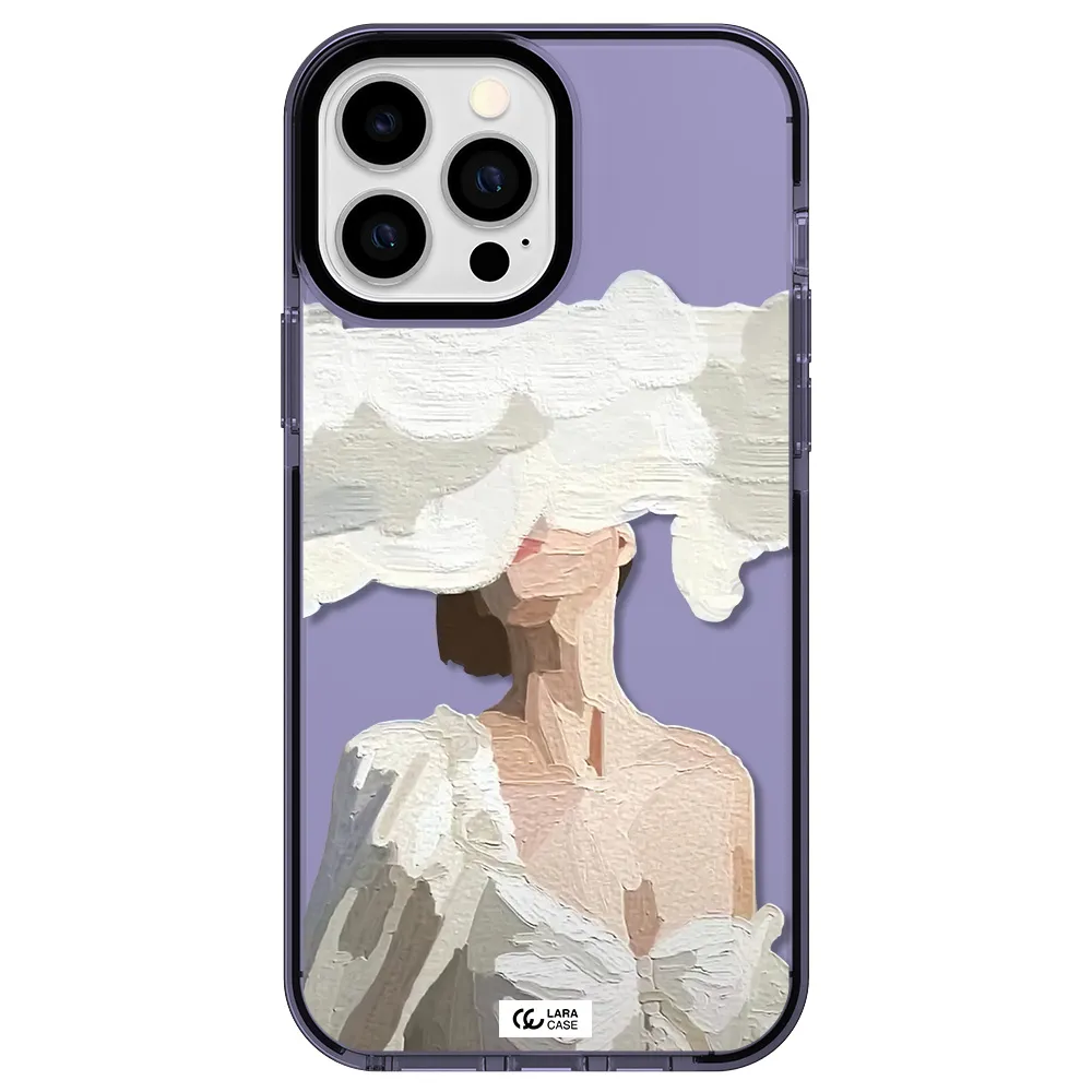 a woman with a cloud covering her face Apple iPhone 13 Pro Max impact Lilac Case