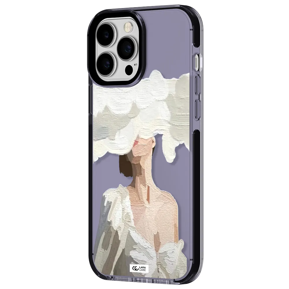 a woman with a cloud covering her face Apple iPhone 13 Pro Max impact Lilac Case