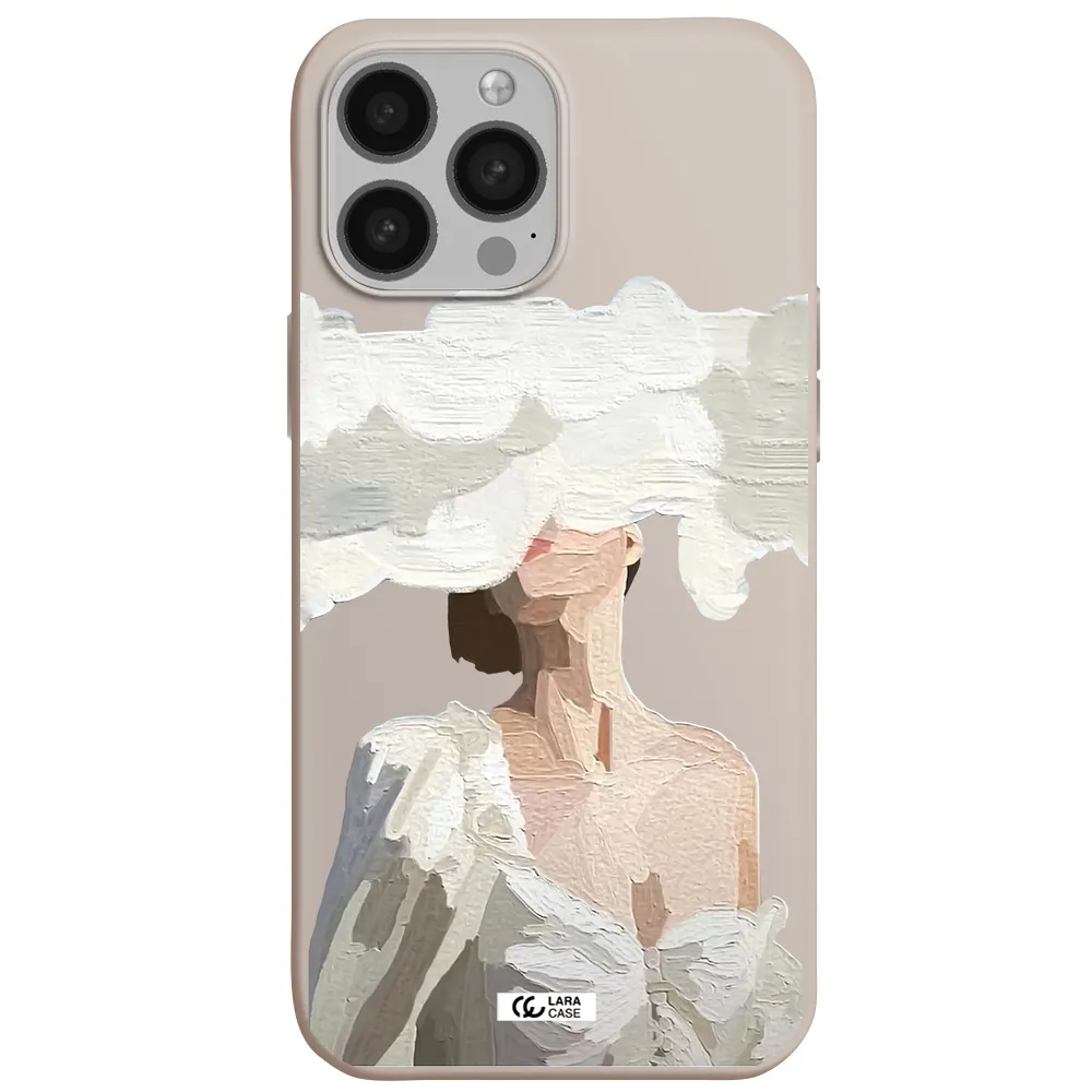 a woman with a cloud covering her face Apple iPhone 13 Pro Max Silicone Stone Case