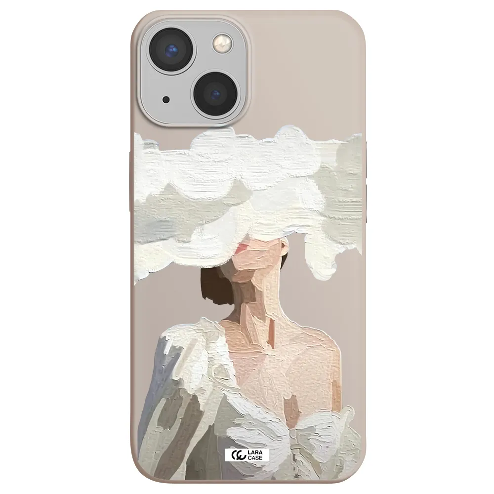 a woman with a cloud covering her face Apple iPhone 13 Silicone Stone Case