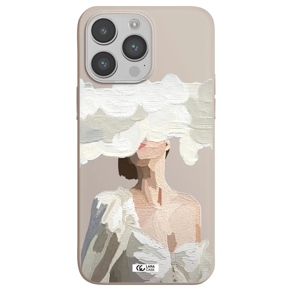 a woman with a cloud covering her face Apple iPhone 14 pro Silicone Stone Case
