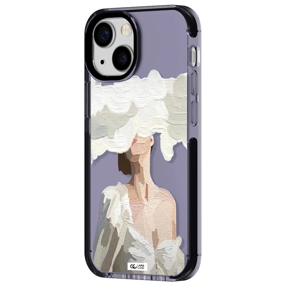 a woman with a cloud covering her face Apple iPhone 15 impact Lilac Case