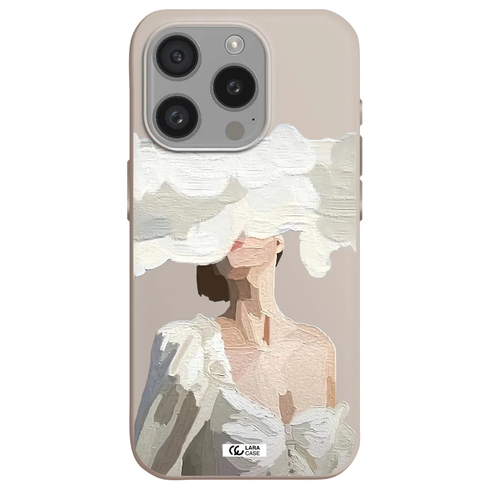 A Woman With A Cloud Covering Her Face Apple Iphone 15 Pro Silicone Stone Case