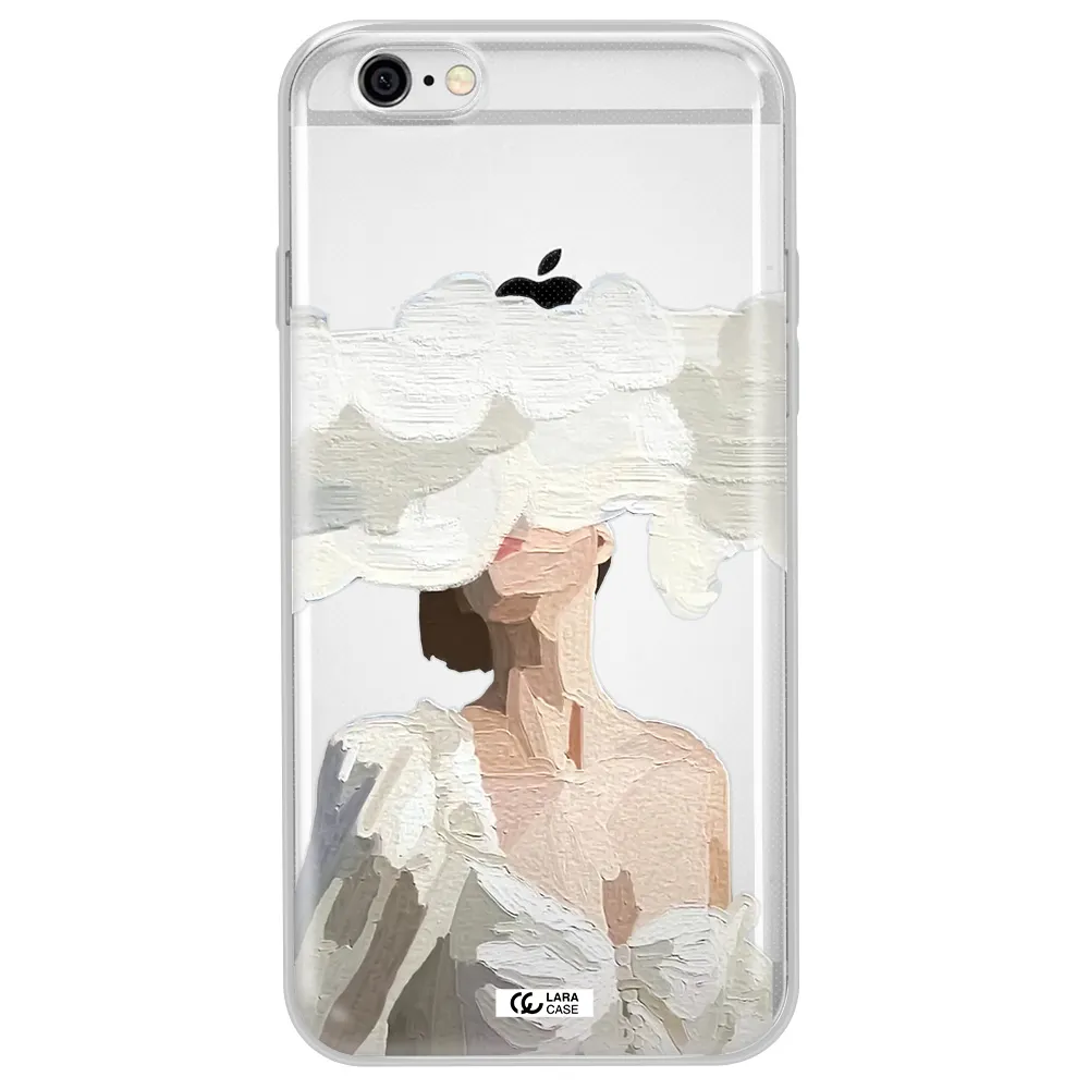a woman with a cloud covering her face Apple iPhone 6 Clear TPU Case