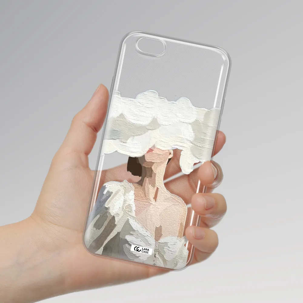 a woman with a cloud covering her face Apple iPhone 6 Clear TPU Case