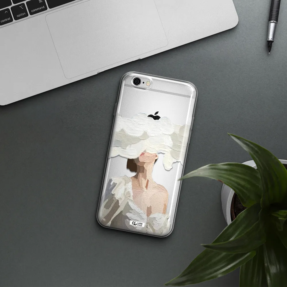 a woman with a cloud covering her face Apple iPhone 6 Clear TPU Case