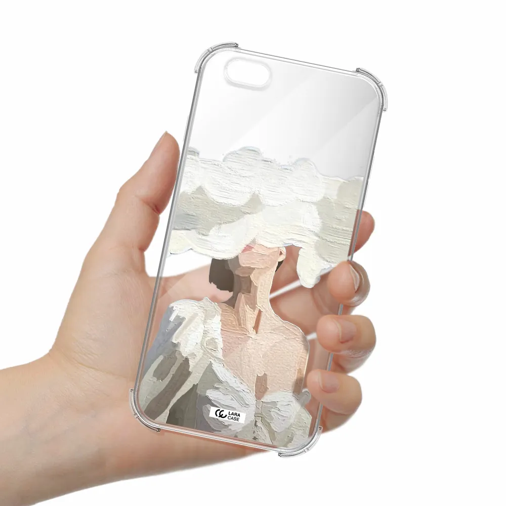 a woman with a cloud covering her face Apple iPhone 6 plus Clear PC Case