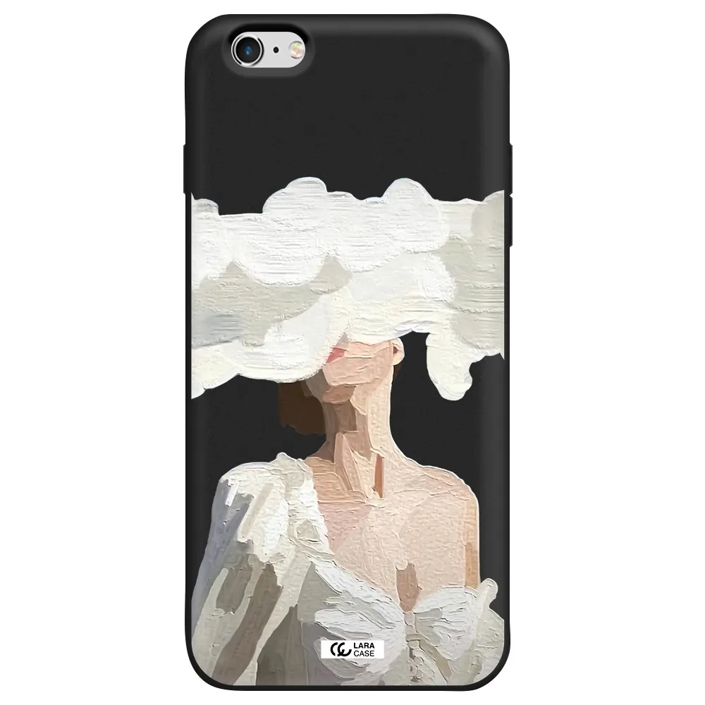 a woman with a cloud covering her face Apple iPhone 6 plus Silicone black Case