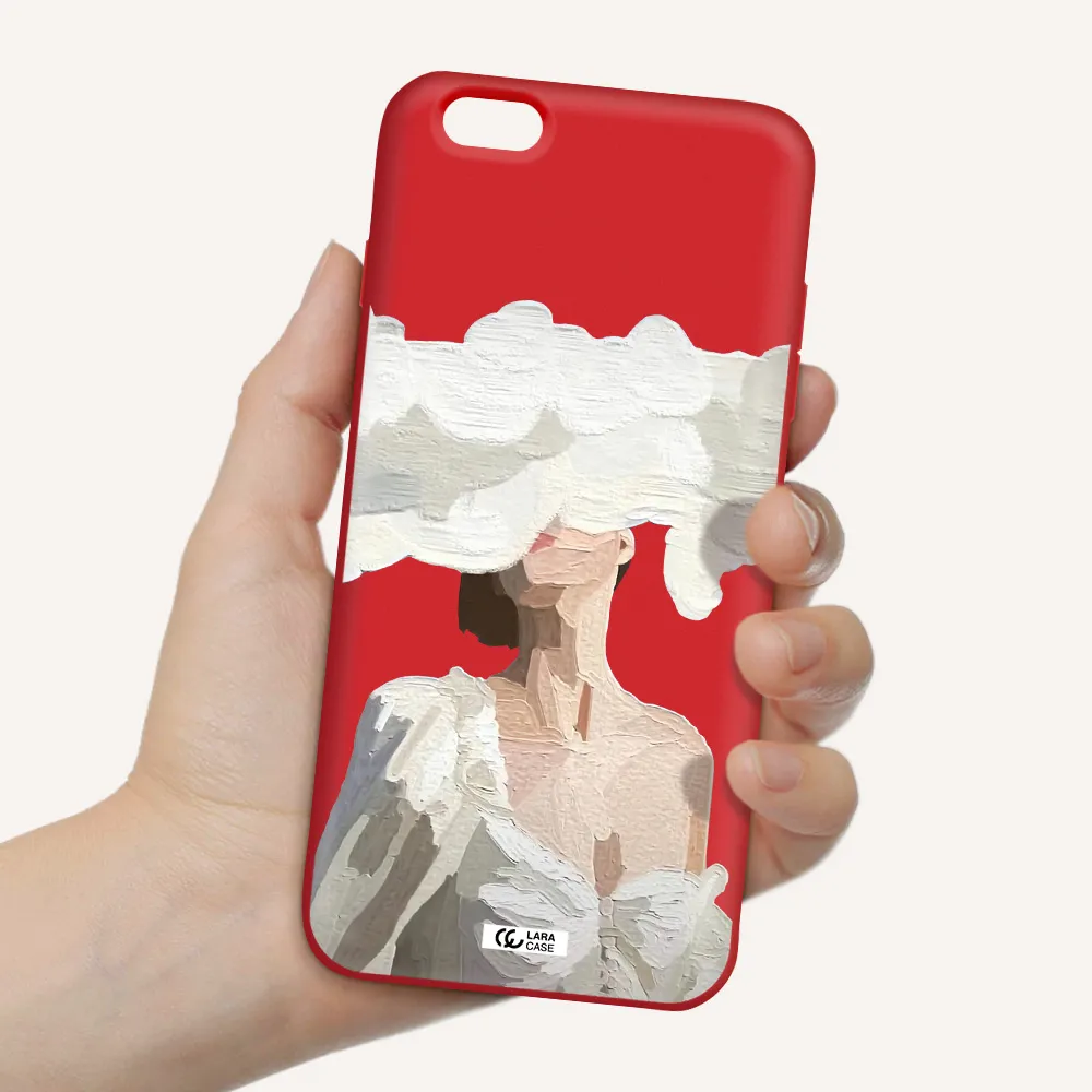 a woman with a cloud covering her face Apple iPhone 6 plus Silicone Imperial Red Case