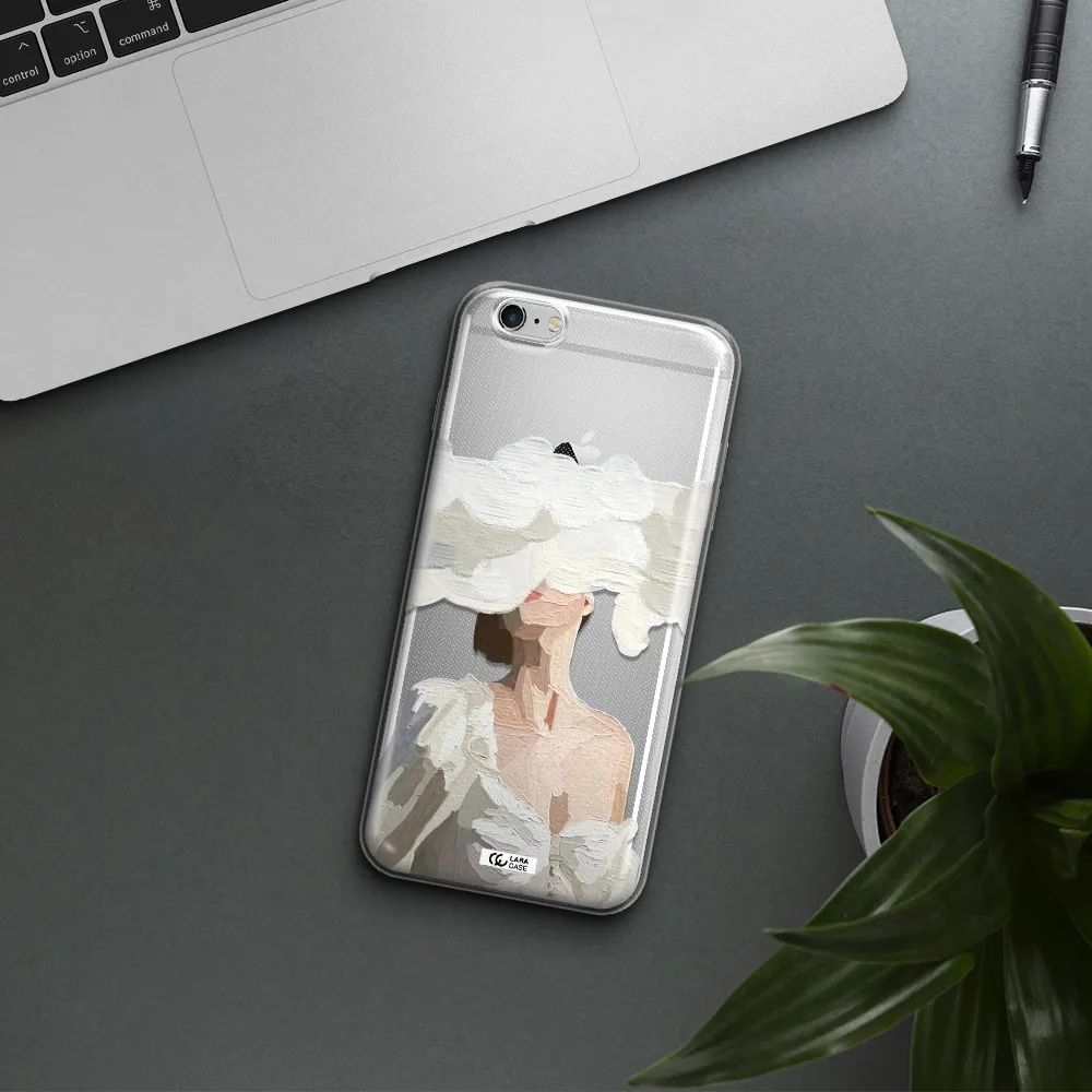a woman with a cloud covering her face Apple iPhone 6 s plus Clear TPU Case