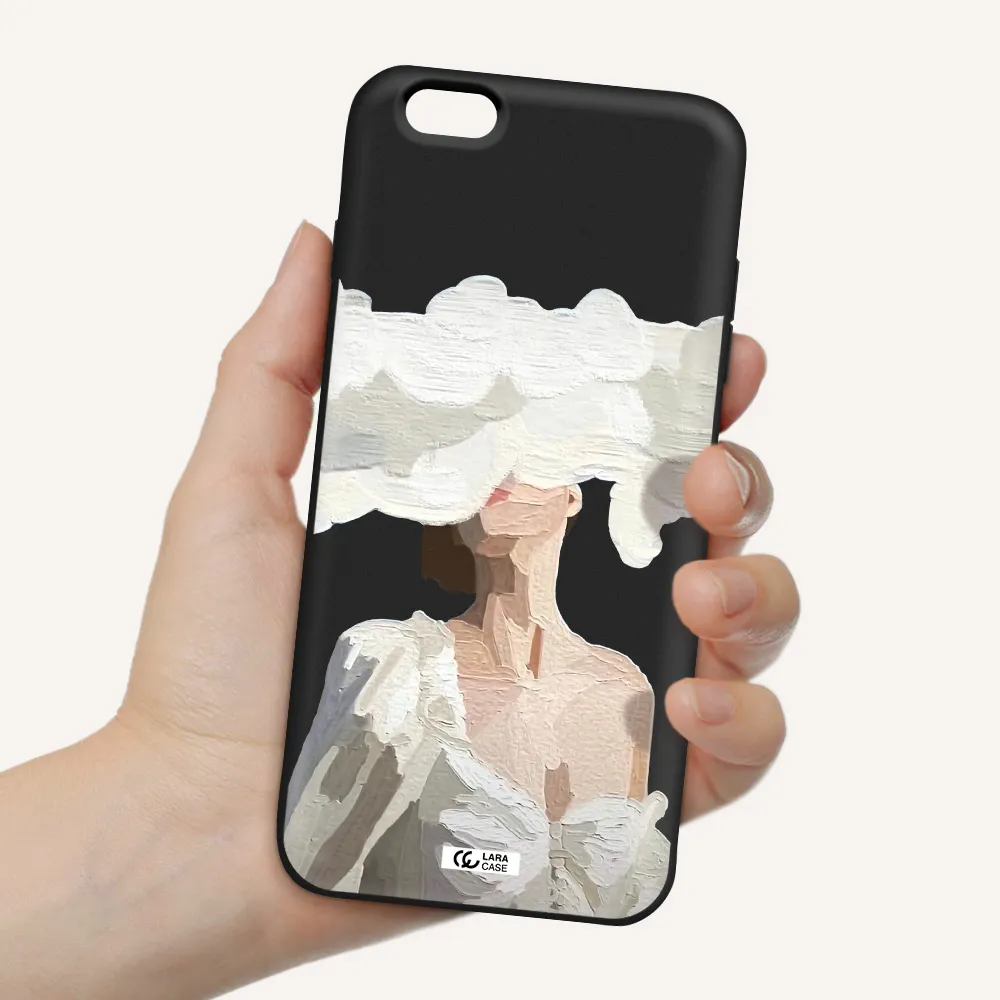 a woman with a cloud covering her face Apple iPhone 6 s plus Silicone black Case