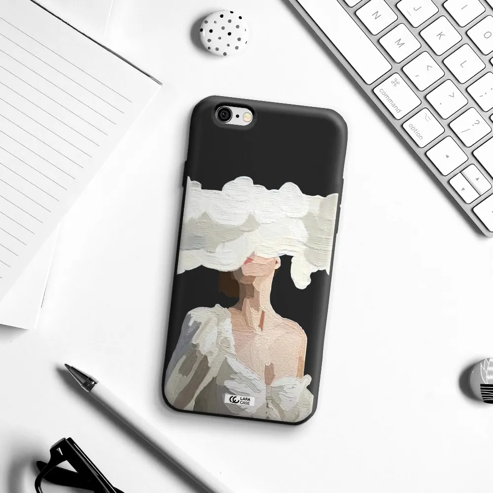 a woman with a cloud covering her face Apple iPhone 6 Silicone black Case