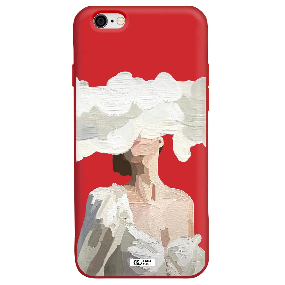 a woman with a cloud covering her face Apple iPhone 6 Silicone Imperial Red Case
