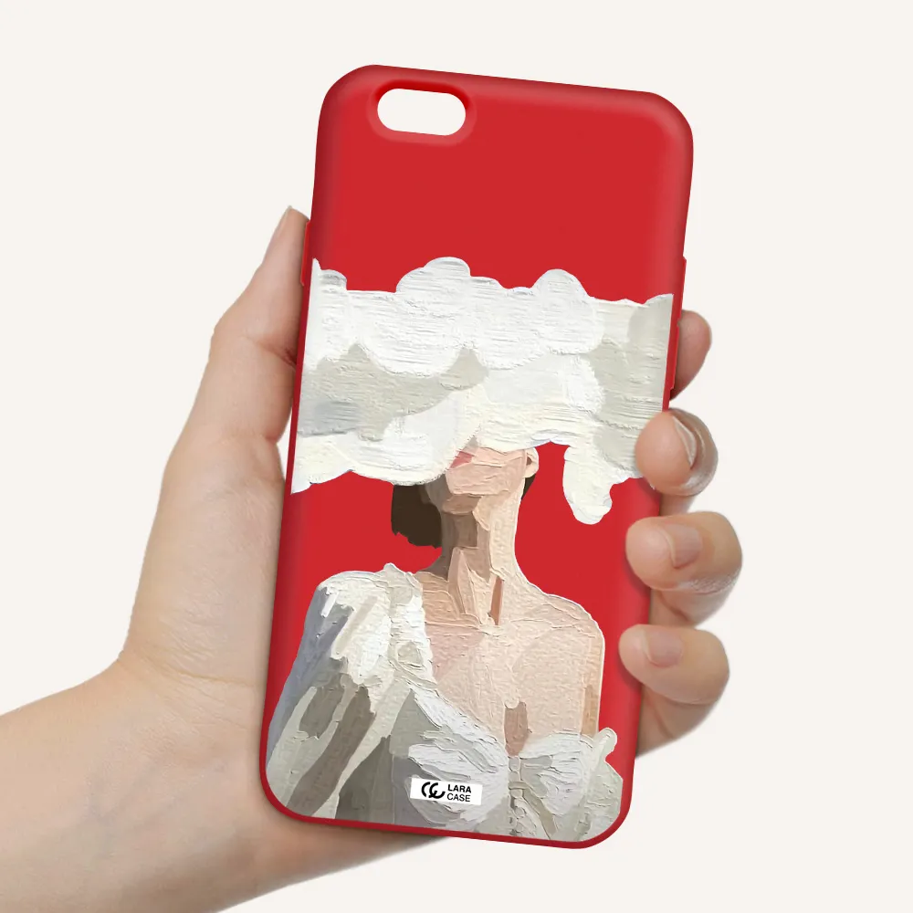 a woman with a cloud covering her face Apple iPhone 6 Silicone Imperial Red Case