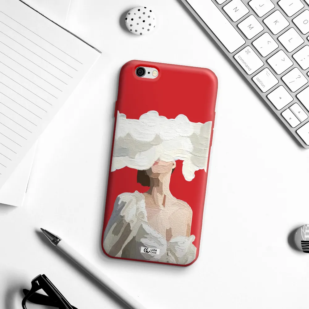 a woman with a cloud covering her face Apple iPhone 6 Silicone Imperial Red Case