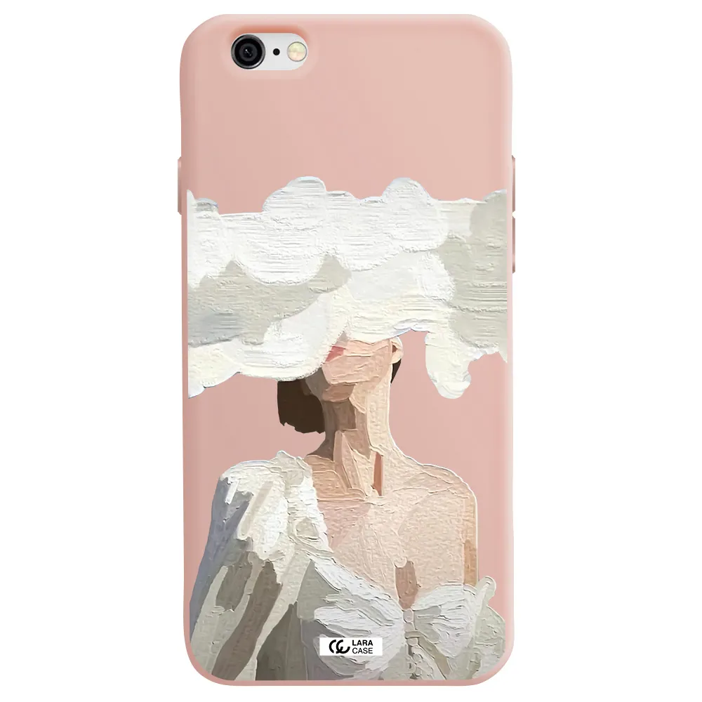 a woman with a cloud covering her face Apple iPhone 6 Silicone pastel pink Case