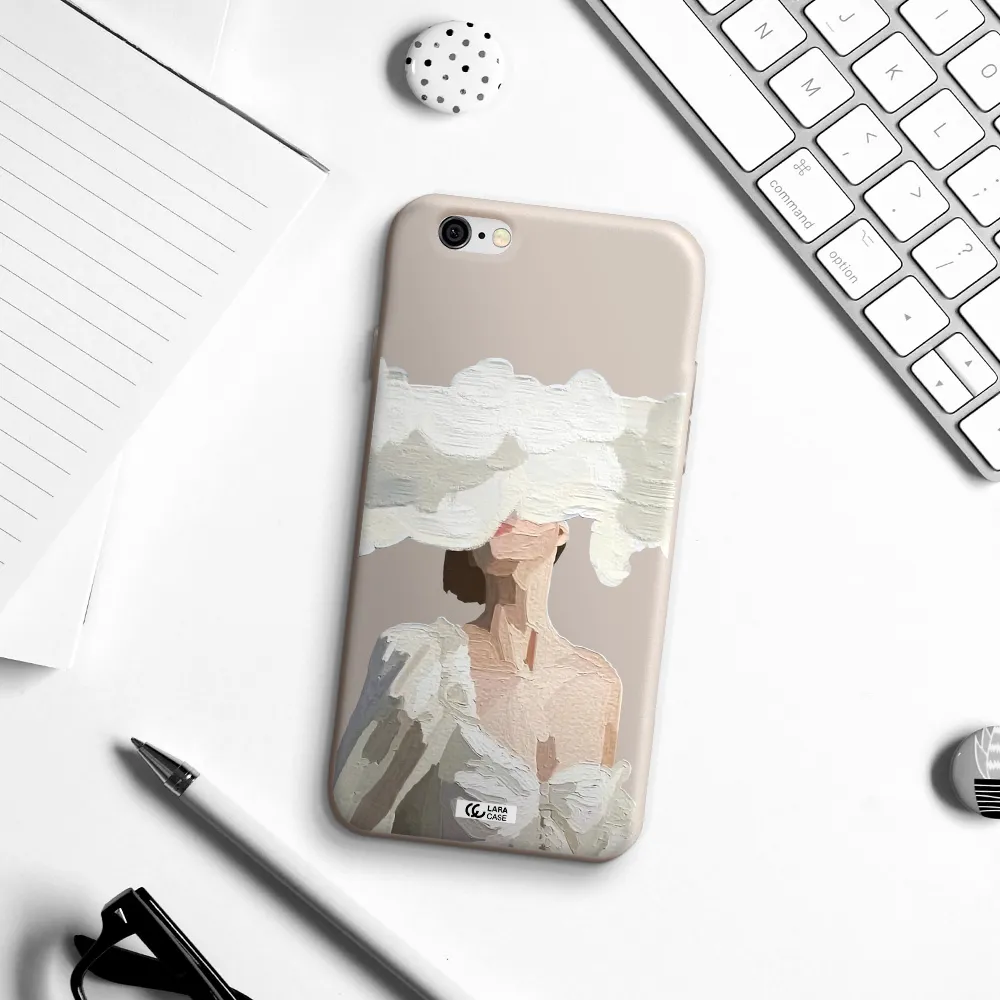 a woman with a cloud covering her face Apple iPhone 6 Silicone Stone Case