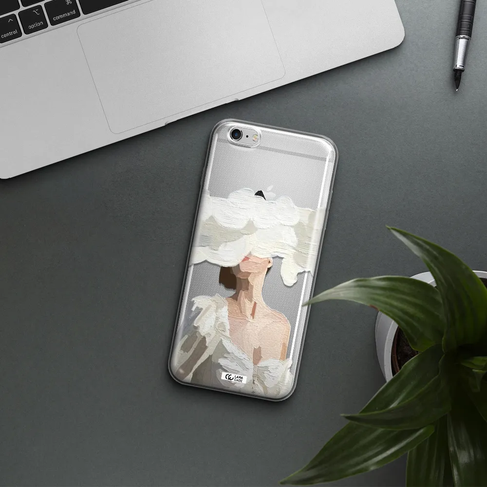 a woman with a cloud covering her face Apple iPhone 6S Clear TPU Case