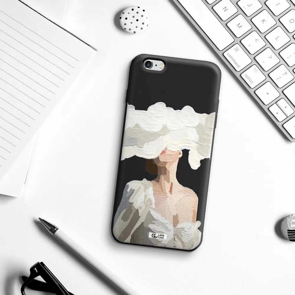 a woman with a cloud covering her face Apple iPhone 6S Silicone black Case