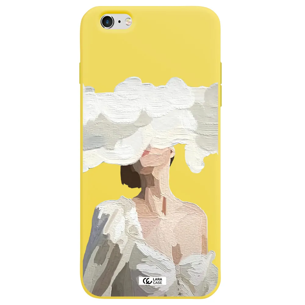 a woman with a cloud covering her face Apple iPhone 6S Silicone canary yellow Case