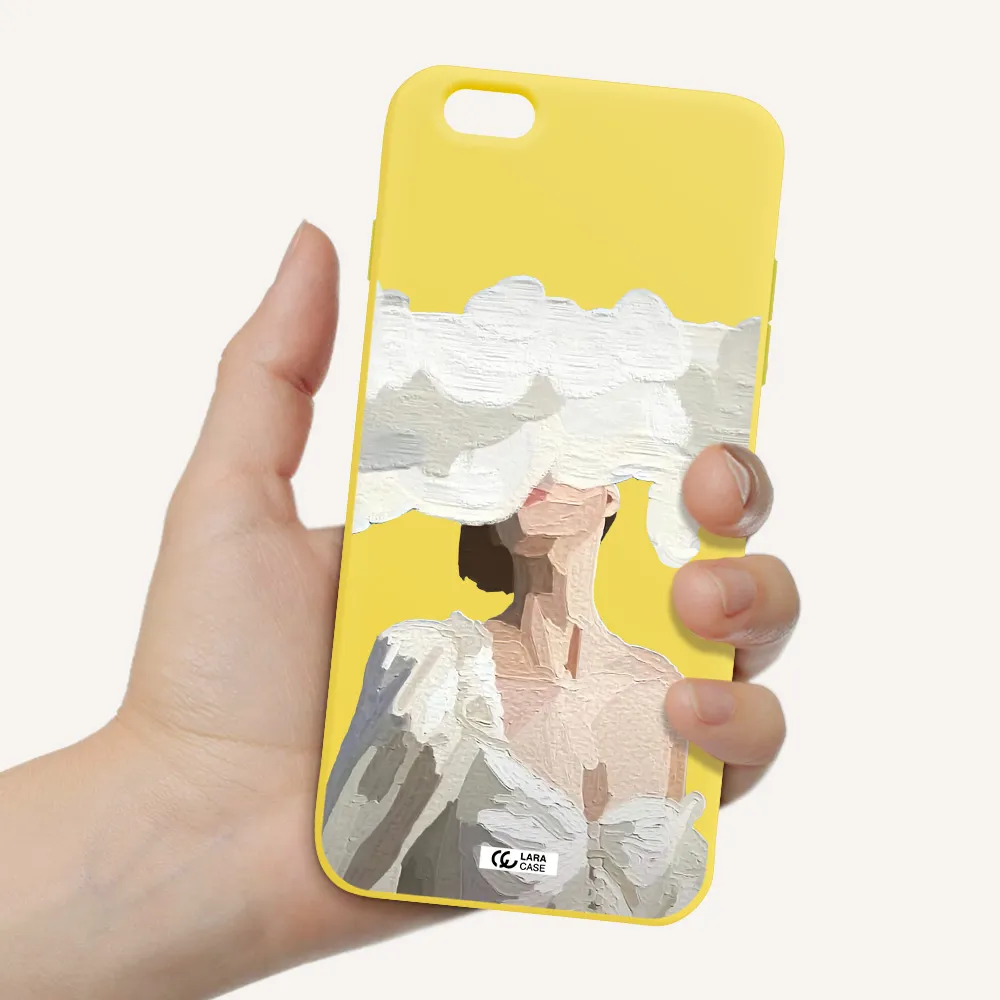 a woman with a cloud covering her face Apple iPhone 6S Silicone canary yellow Case