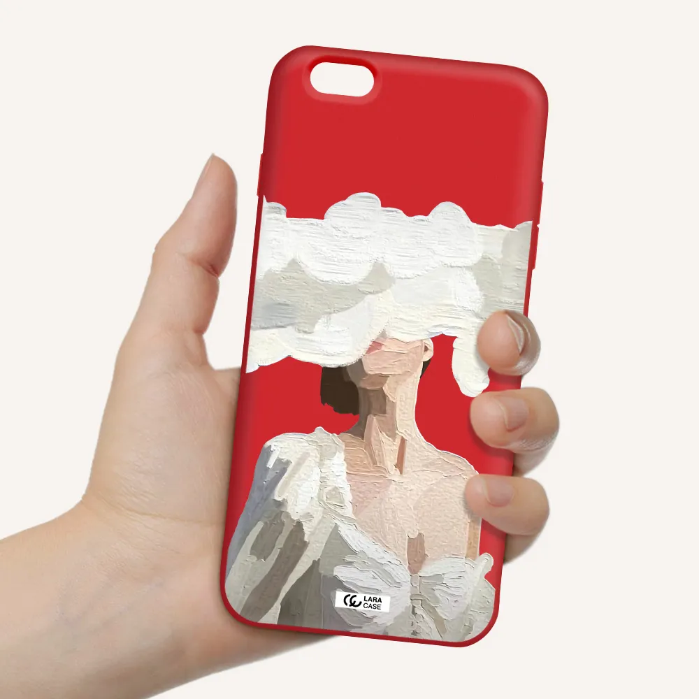 a woman with a cloud covering her face Apple iPhone 6S Silicone Imperial Red Case