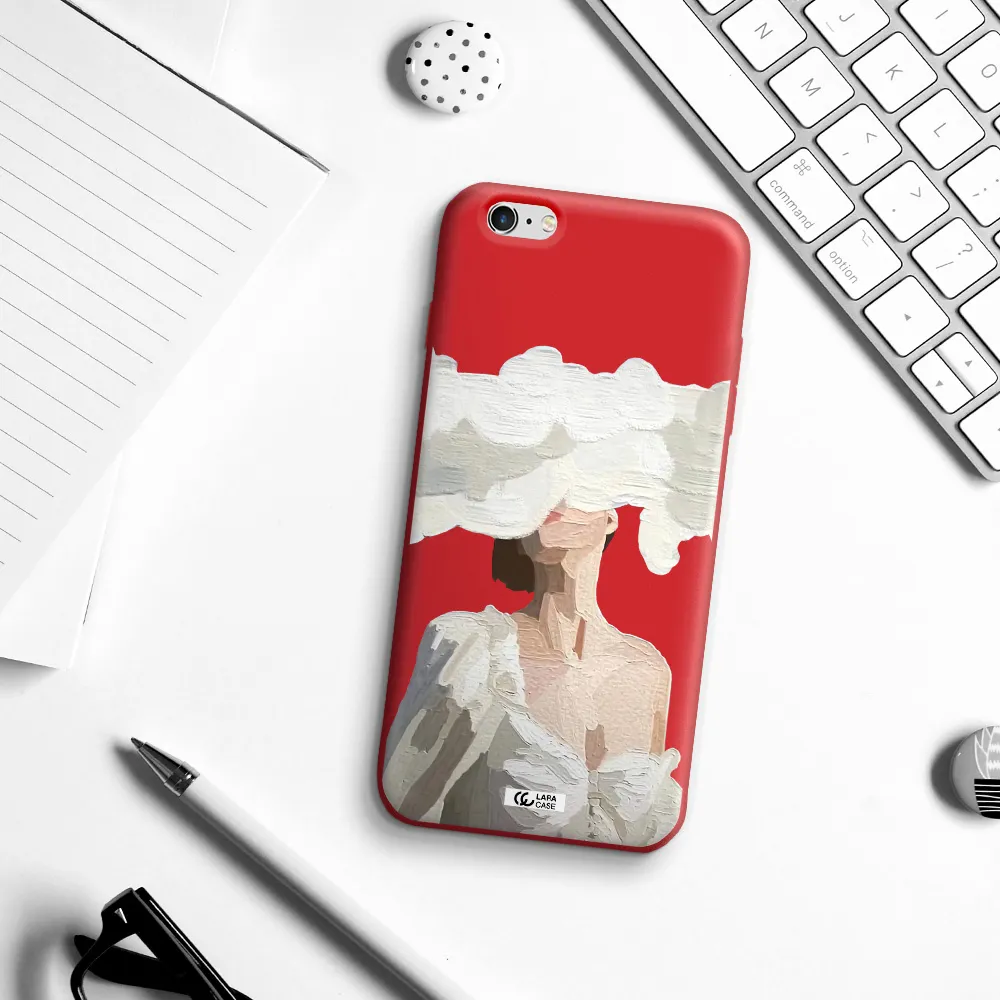 a woman with a cloud covering her face Apple iPhone 6S Silicone Imperial Red Case