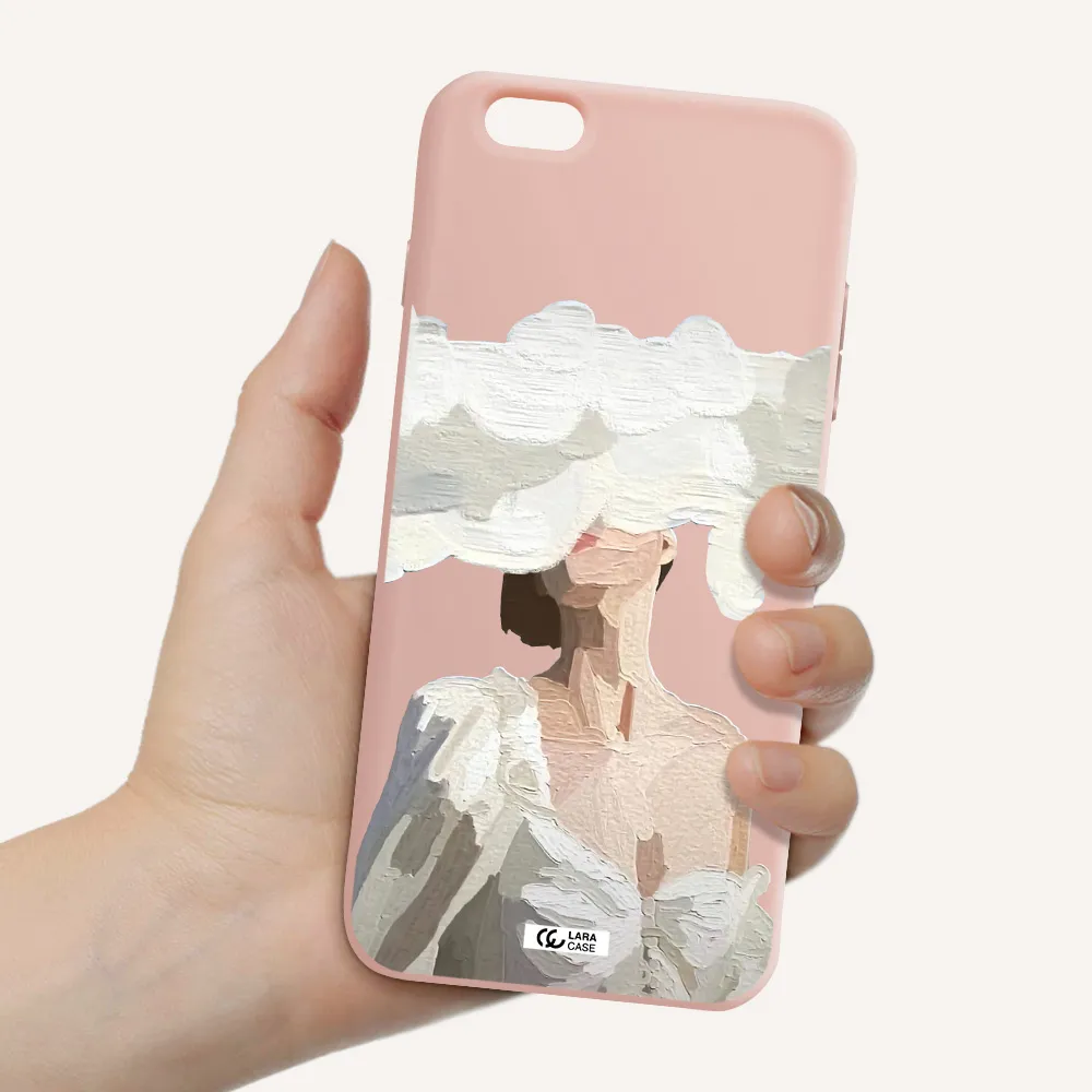 a woman with a cloud covering her face Apple iPhone 6S Silicone pastel pink Case