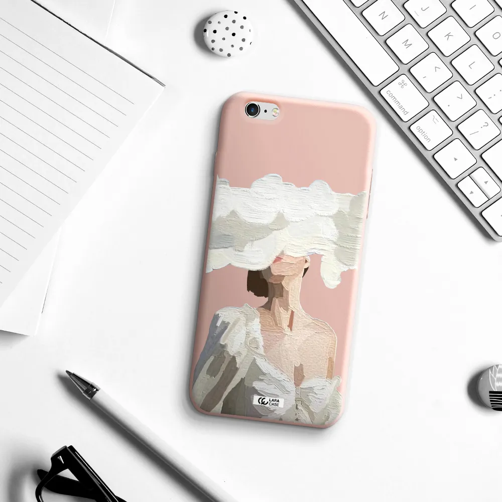 a woman with a cloud covering her face Apple iPhone 6S Silicone pastel pink Case