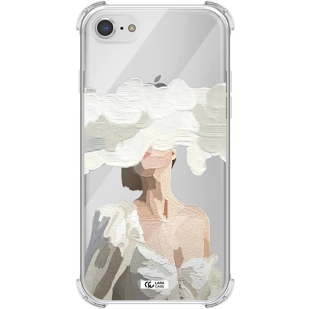 a woman with a cloud covering her face Apple iPhone 7 Clear PC Case