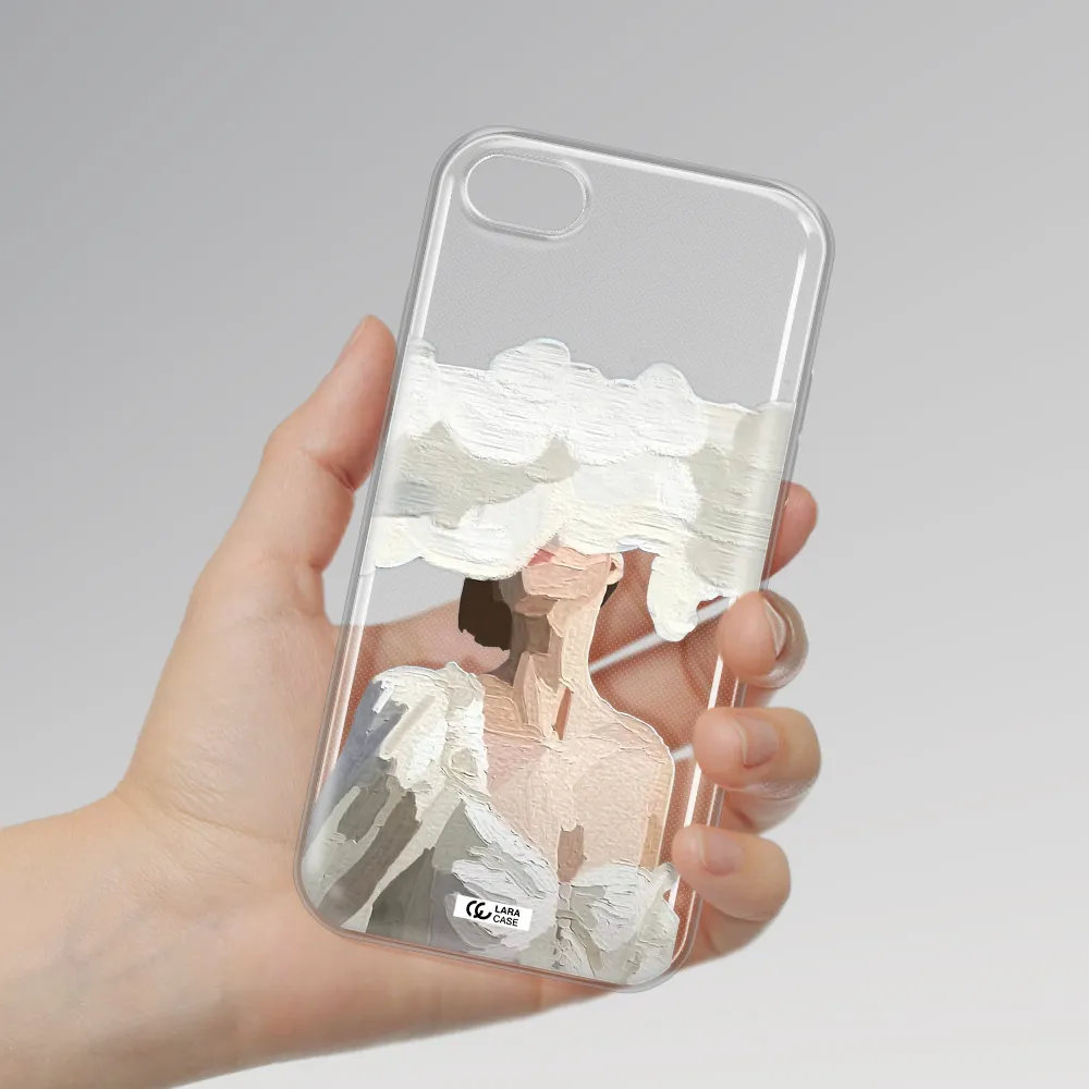 a woman with a cloud covering her face Apple iPhone 7 Clear TPU Case