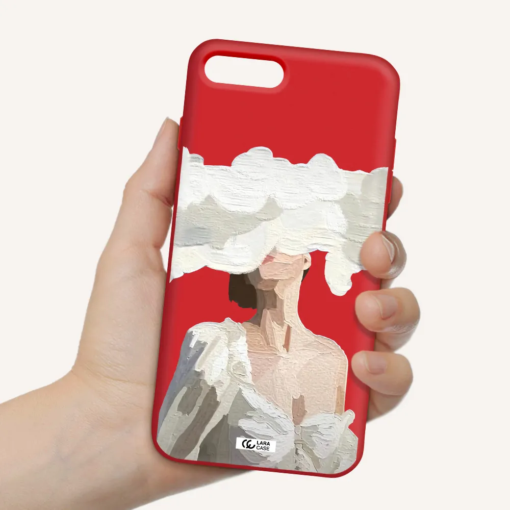 a woman with a cloud covering her face Apple iPhone 7 plus Silicone Imperial Red Case