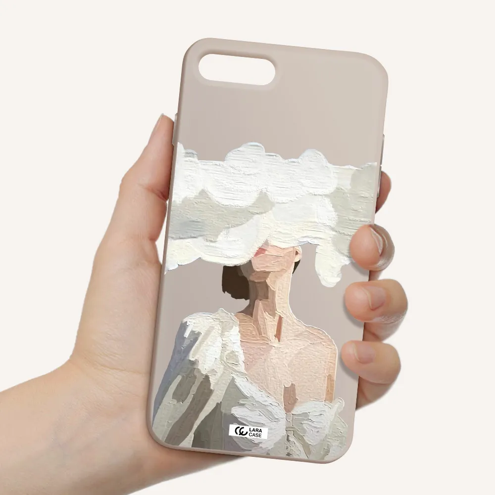 a woman with a cloud covering her face Apple iPhone 7 plus Silicone Stone Case