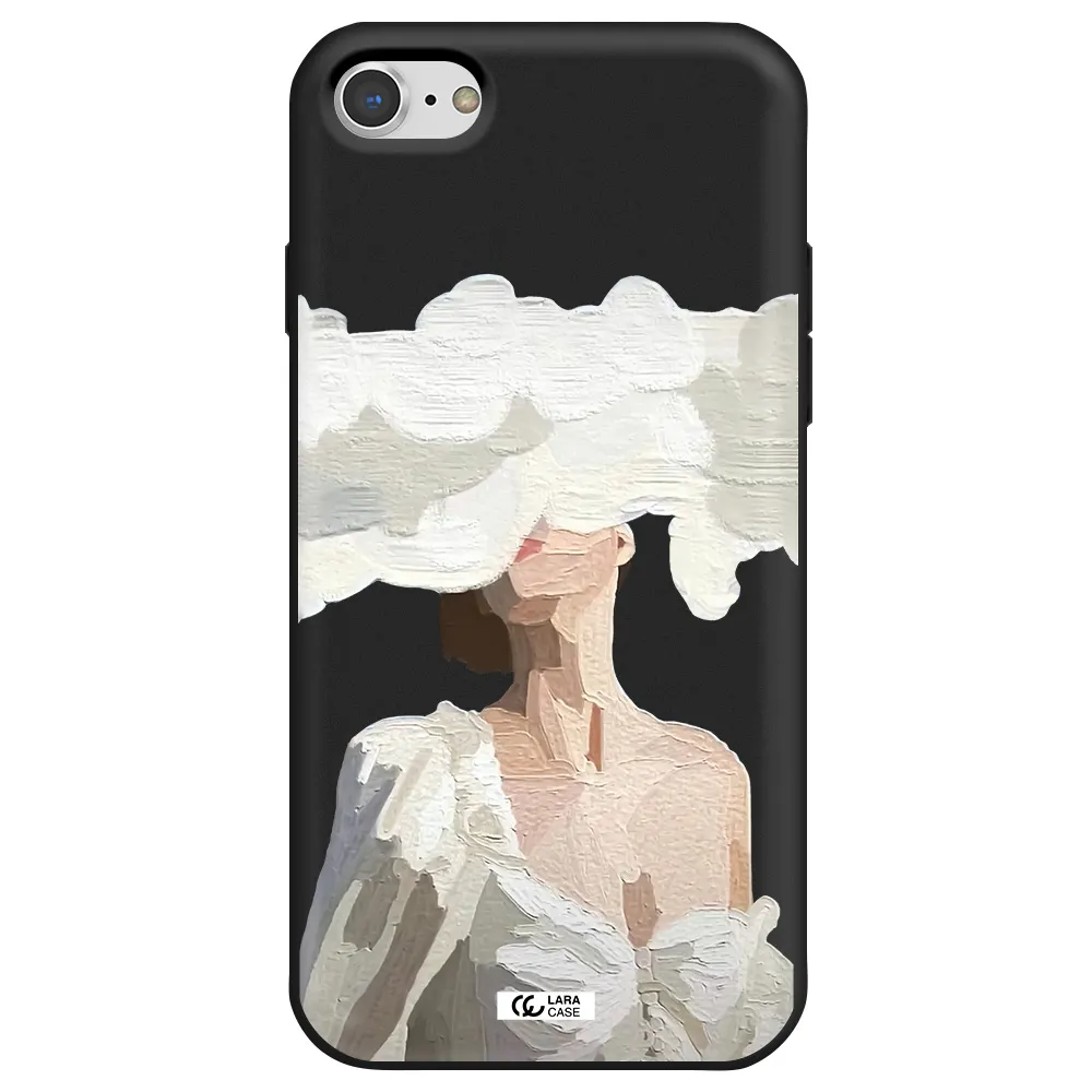 a woman with a cloud covering her face Apple iPhone 7 Silicone black Case