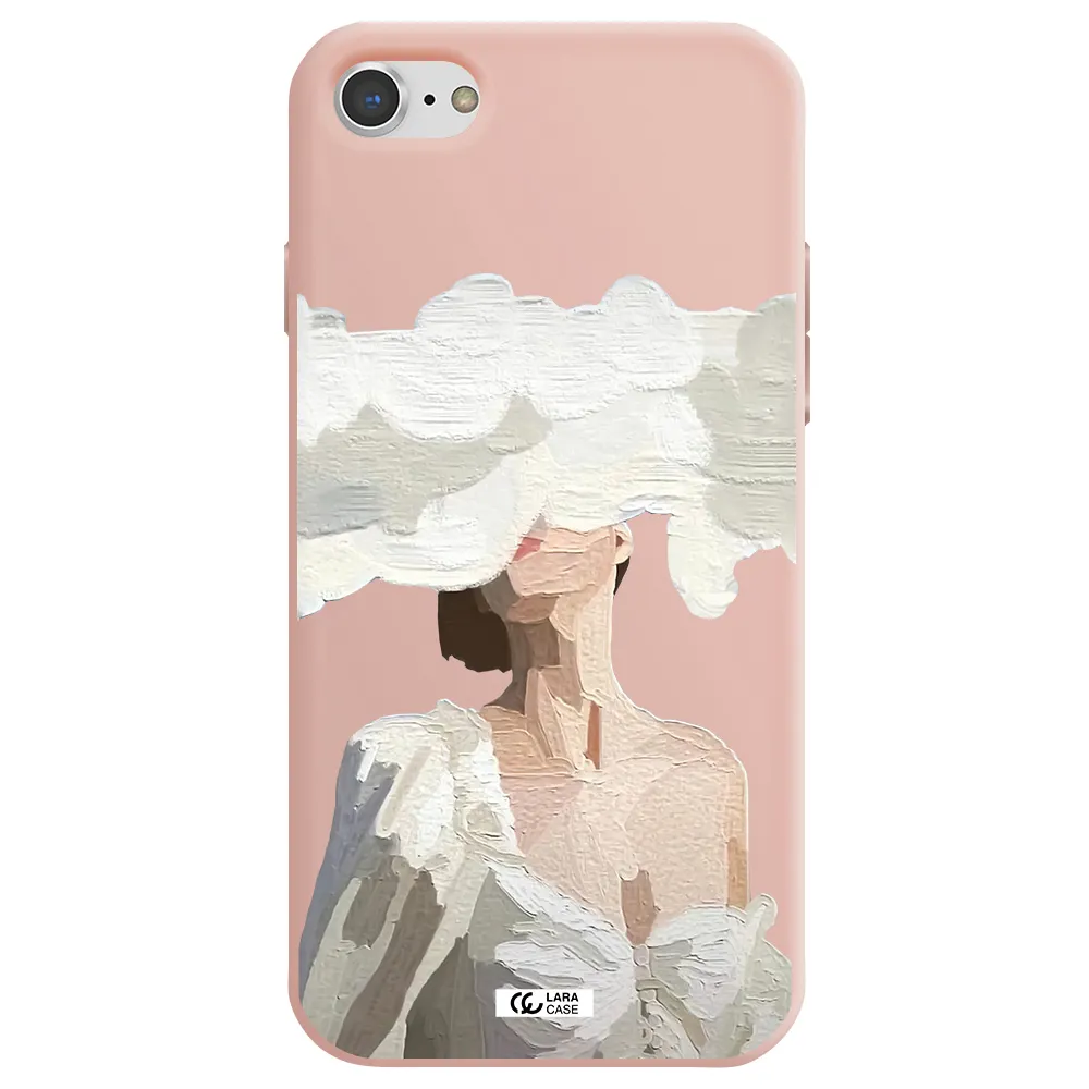 a woman with a cloud covering her face Apple iPhone 7 Silicone pastel pink Case