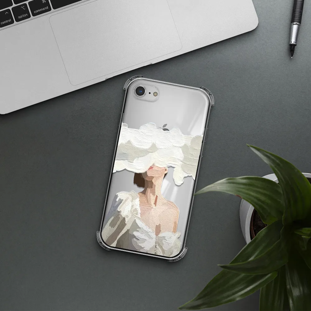 a woman with a cloud covering her face Apple iPhone 8 Clear PC Case