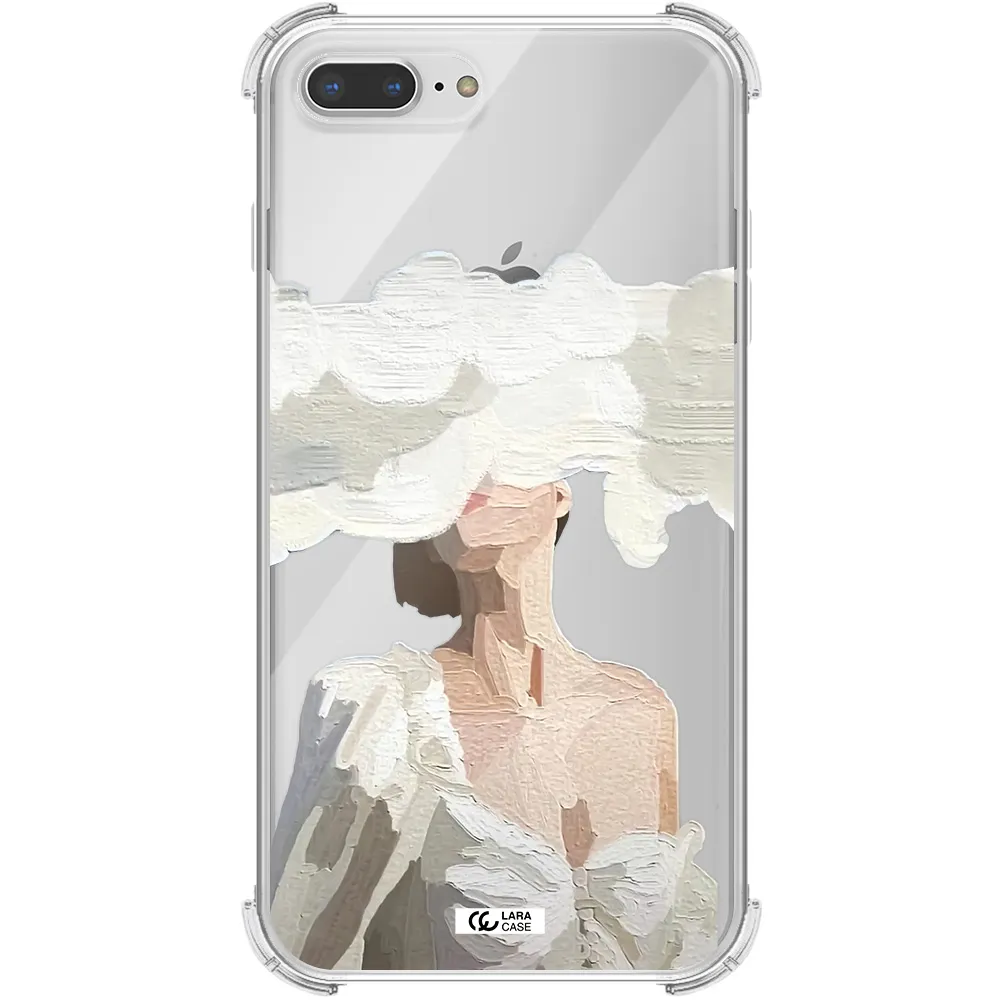 a woman with a cloud covering her face Apple iPhone 8 plus Clear PC Case