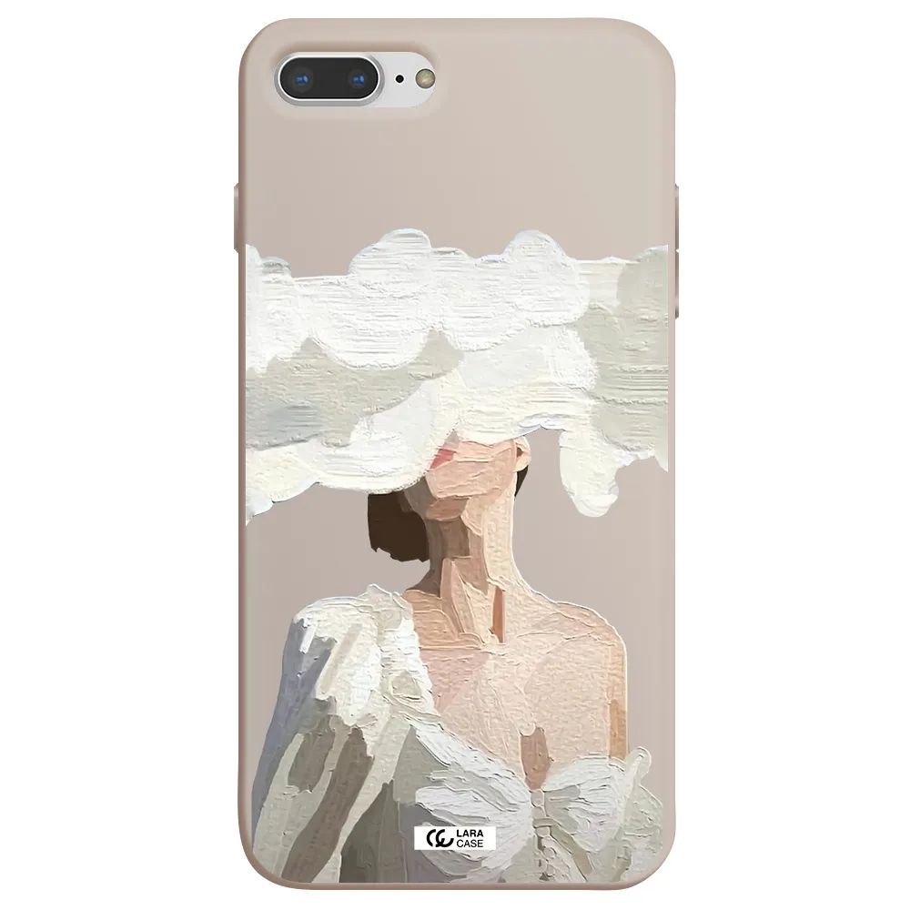 a woman with a cloud covering her face Apple iPhone 8 plus Silicone Stone Case