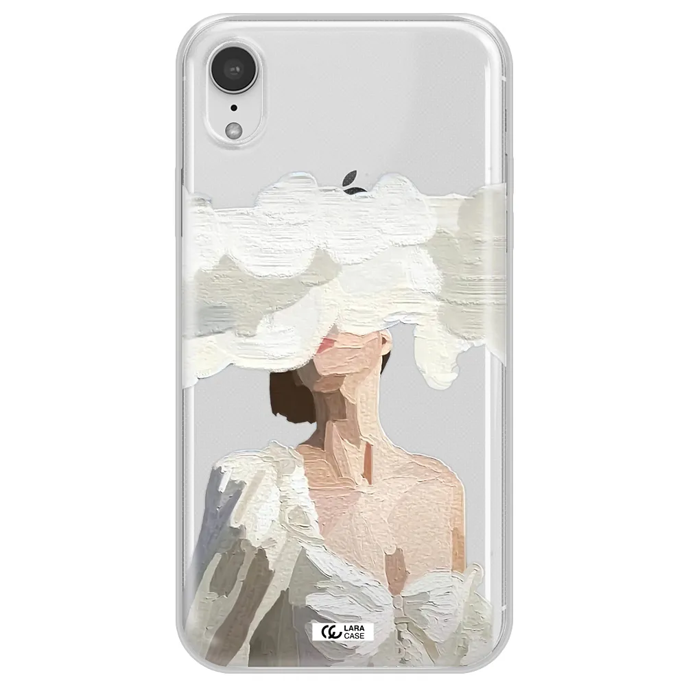 a woman with a cloud covering her face Apple iPhone XR Clear TPU Case