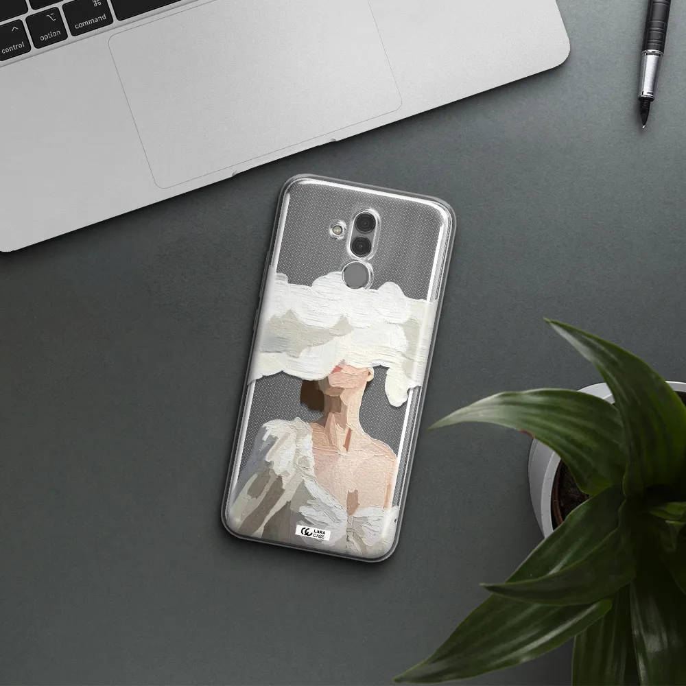 a woman with a cloud covering her face Huawei Mate 20 Lite Clear TPU Case
